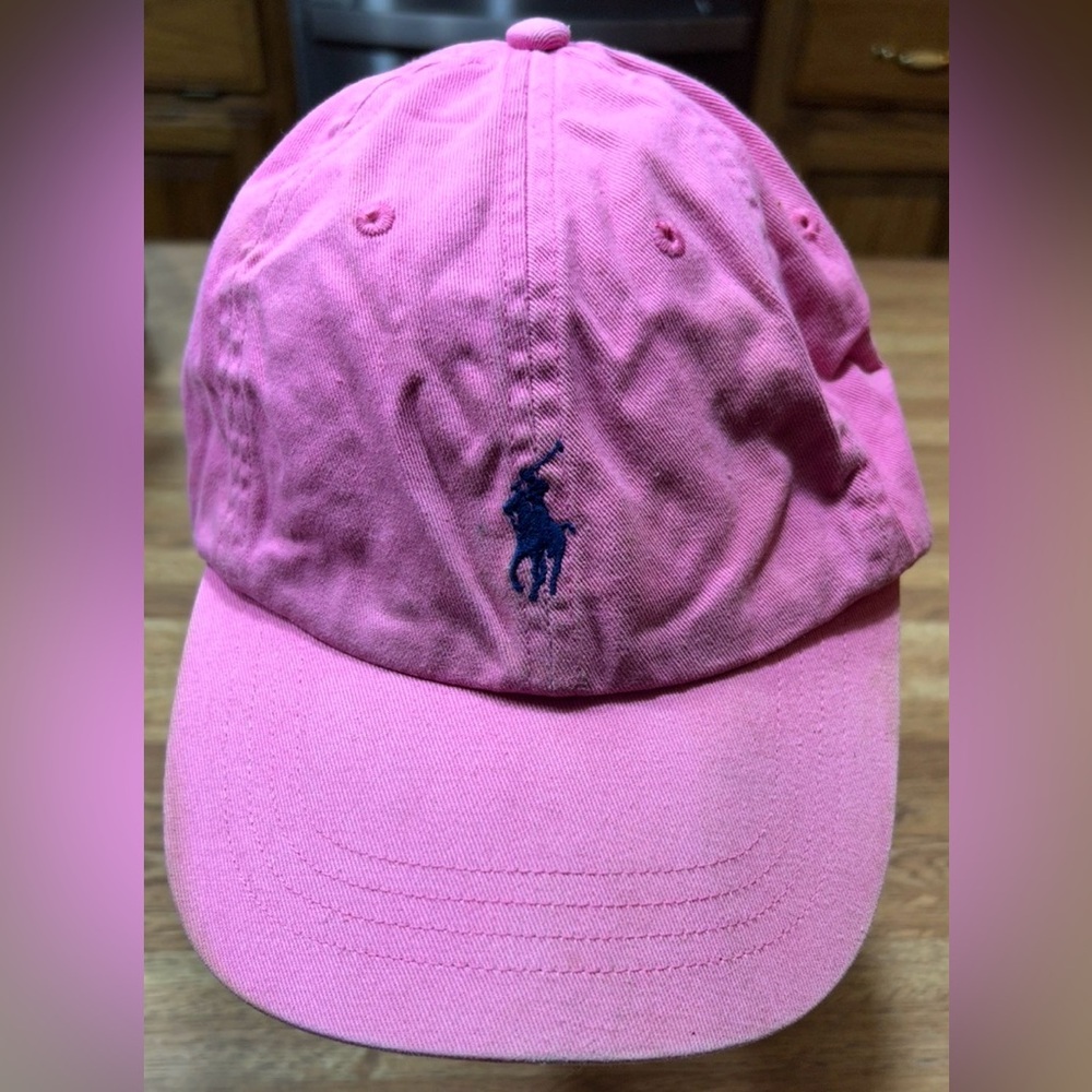 Polo Ralph Lauren Hat Cap Pink Blue Pony Logo Embroidered Leather Hook OSFA